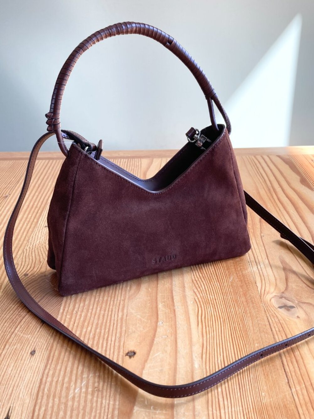 Staud $365 Mahogany Suede Leather Shoulder Bag Crossbody Purse EUC - 0317JF - Picture 7 of 10